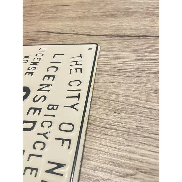 Vintage 1967 New York City Push Cart Licensed Peddler License Plate White Black